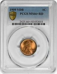 1909-P VDB Lincoln Cent MS66+RD PCGS