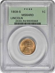 1909-S Lincoln Cent MS64RD PCGS