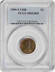 1909-S VDB Lincoln Cent MS63RB PCGS
