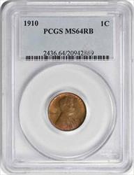 1910 Lincoln Cent MS64RB PCGS