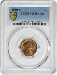 1910-S Lincoln Cent MS65+RB PCGS