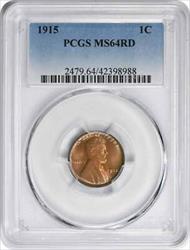 1915 Lincoln Cent MS64RD PCGS