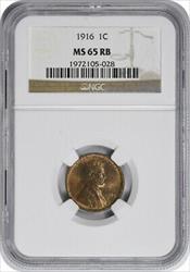1916 Lincoln Cent MS65RB NGC