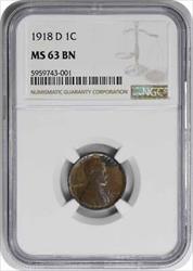 1918-D Lincoln Cent MS63BN NGC