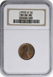 1919-D Lincoln Cent MS64RB NGC