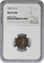 1927-S Lincoln Cent MS65BN NGC