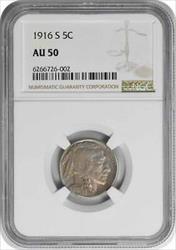 1916-S Buffalo Nickel AU50 NGC
