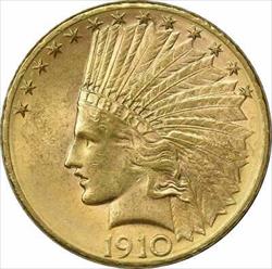 1910-D $10 Gold Indian AU Uncertified #1145
