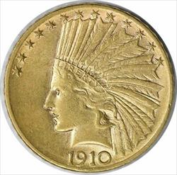 1910-D $10 Gold Indian AU Uncertified #1148