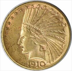 1910-S $10 Gold Indian AU Uncertified #130