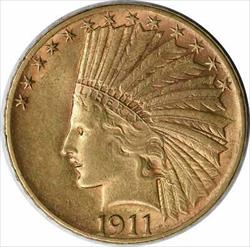 1911 $10 Gold Indian AU Uncertified #146