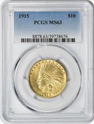 1915 $10 Gold Indian MS63 PCGS