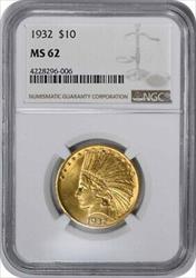 1932 $10 Gold Indian MS62 NGC