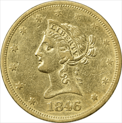 1846-O $10 Gold Liberty Head EF Uncertified #214