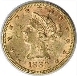 1882 $10 Gold Liberty Head AU58 Uncertified #257