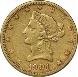1901-S $10 Gold Liberty Head EF Uncertified #957