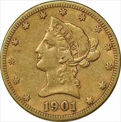 1901-S $10 Gold Liberty Head VF Uncertified #1010