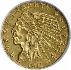 1911 $5 Gold Indian AU58 Uncertified #1147