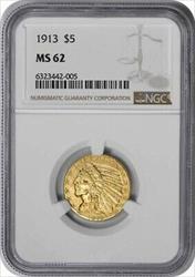 1913 $5 Gold Indian MS62 NGC
