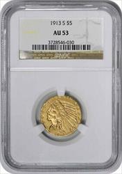 1913-S $5 Gold Indian AU53 NGC