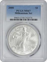 2000 $1 American Silver Eagle Millennium Set MS67 PCGS