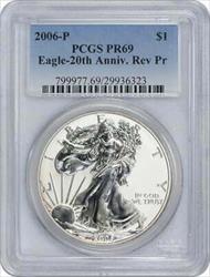 2006-P $1 American Silver Eagle 20th Anniversary Reverse PR69 PCGS