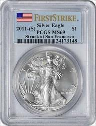 2011-(S) $1 American Silver Eagle Struck at San Francisco Mint MS69 PCGS First Strike