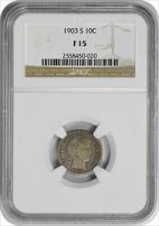 1903-S Barber Silver Dime F15 NGC