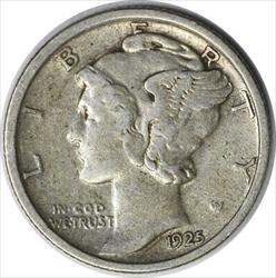 1925-D Mercury Silver Dime Choice EF Uncertified #214