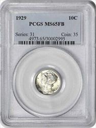 1929 Mercury Silver Dime MS65FB PCGS