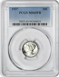 1937 Mercury Silver Dime MS65FB PCGS