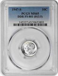 1947-S  Roosevelt Silver Dime DDR FS-801 MS65 PCGS