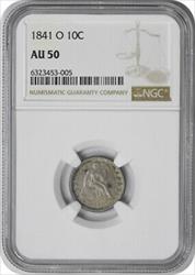 1841-O Liberty Seated Silver Dime AU50 NGC