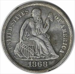1868-S Liberty Seated Silver Dime EF Uncertified #1044