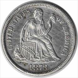 1873 Liberty Seated Silver Dime Open 3 AU Uncertified #1256