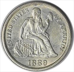 1889-S Liberty Seated Silver Dime AU58 Uncertified #119