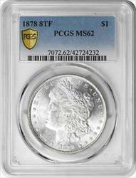 1878 Morgan Silver Dollar 8TF MS62 PCGS