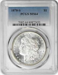 1878-S Morgan Silver Dollar MS64 PCGS