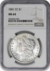 1881-CC Morgan Silver Dollar MS64 NGC