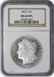 1882-O Morgan Silver Dollar MS64DMPL NGC