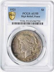1921 Peace Silver Dollar High Relief AU55 PCGS