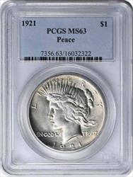 1921 Peace Silver Dollar MS63 PCGS