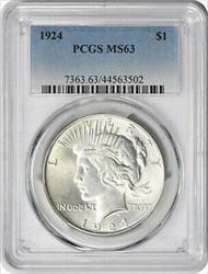 1924 Peace Silver Dollar MS63 PCGS