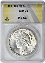 1924-S Peace Silver Dollar MS61 ANACS