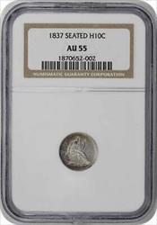 1837 Liberty Seated Silver Half Dime Small Date AU55 NGC