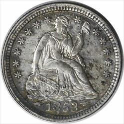 1853 Liberty Seated Silver Half Dime Arrows AU58 Uncertified #104