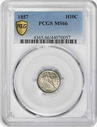 1857 Liberty Seated Silver Half Dime MS66 PCGS