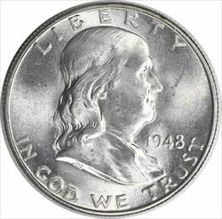 1948-D Franklin Silver Half Dollar MS63 Uncertified #116