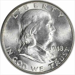 1948-D Franklin Silver Half Dollar MS63 Uncertified #118