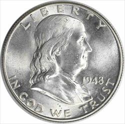 1948-D Franklin Silver Half Dollar MS63 Uncertified #121